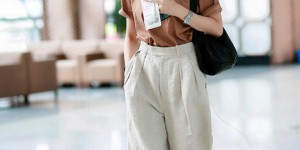 172cm Wang Zixuan’s summer look (high-waisted wide-leg pants + T-shirt for perfect proportions)