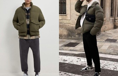 Down jackets always look cool when worn (reducing age and looking good, with a trendy masculine look)